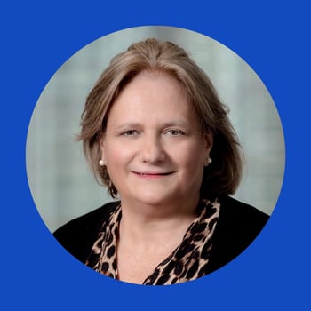 judy bio with blue background